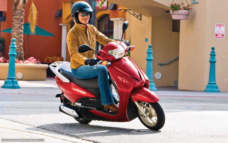 Woman Riding Red Scooter — Calm