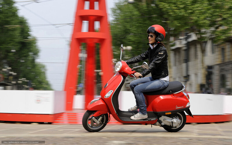 Woman Riding Red Scooter — Dynamic