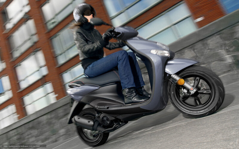 Woman Riding Scooter — Gray