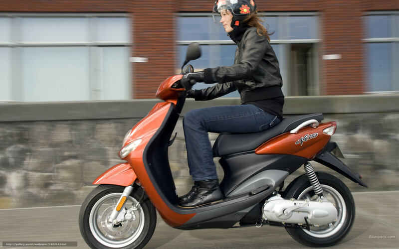Woman Riding Scooter — Orange