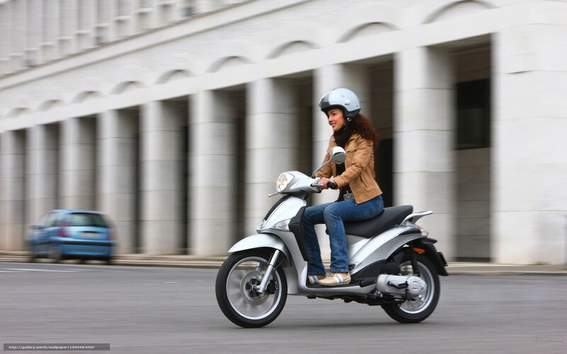 Woman Riding Scooter — Silver, Dynamic