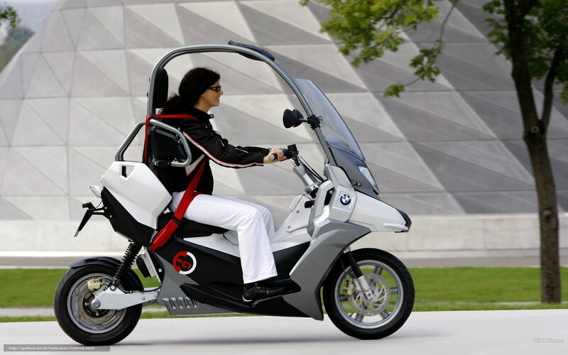 Woman Riding Scooter — White