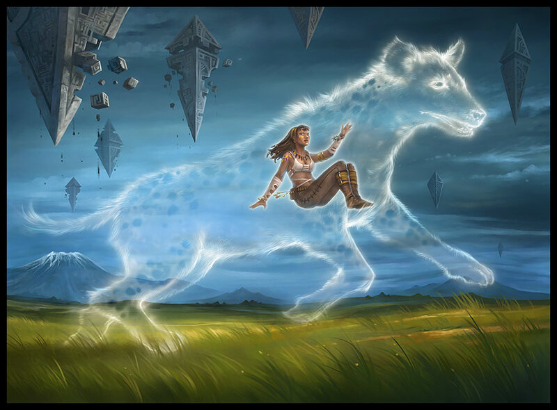 Woman Riding Spirit Wolf