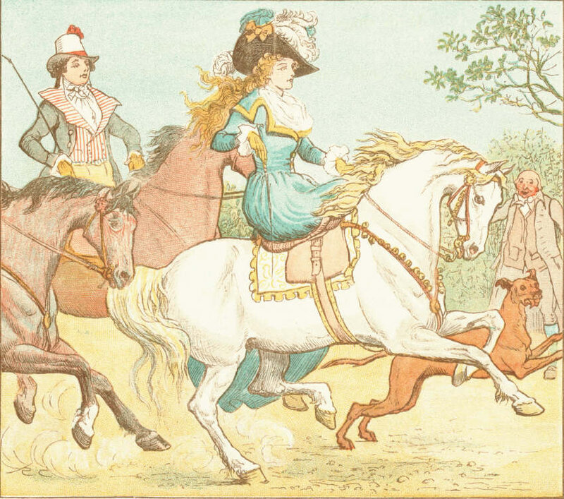 Woman Riding White Horse — Dynamic