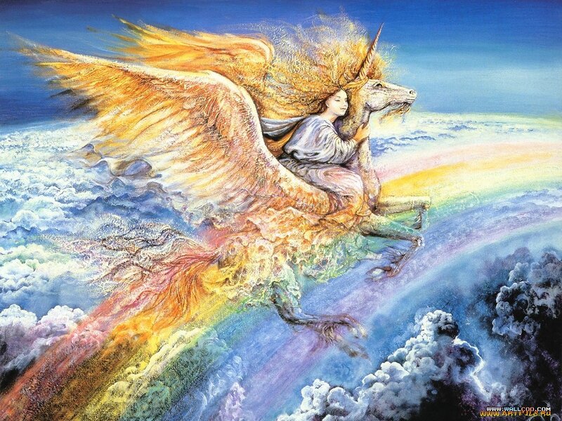 woman riding winged unicorn