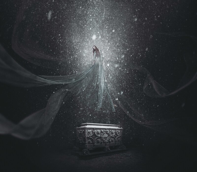 Woman Rising from Coffin — Black