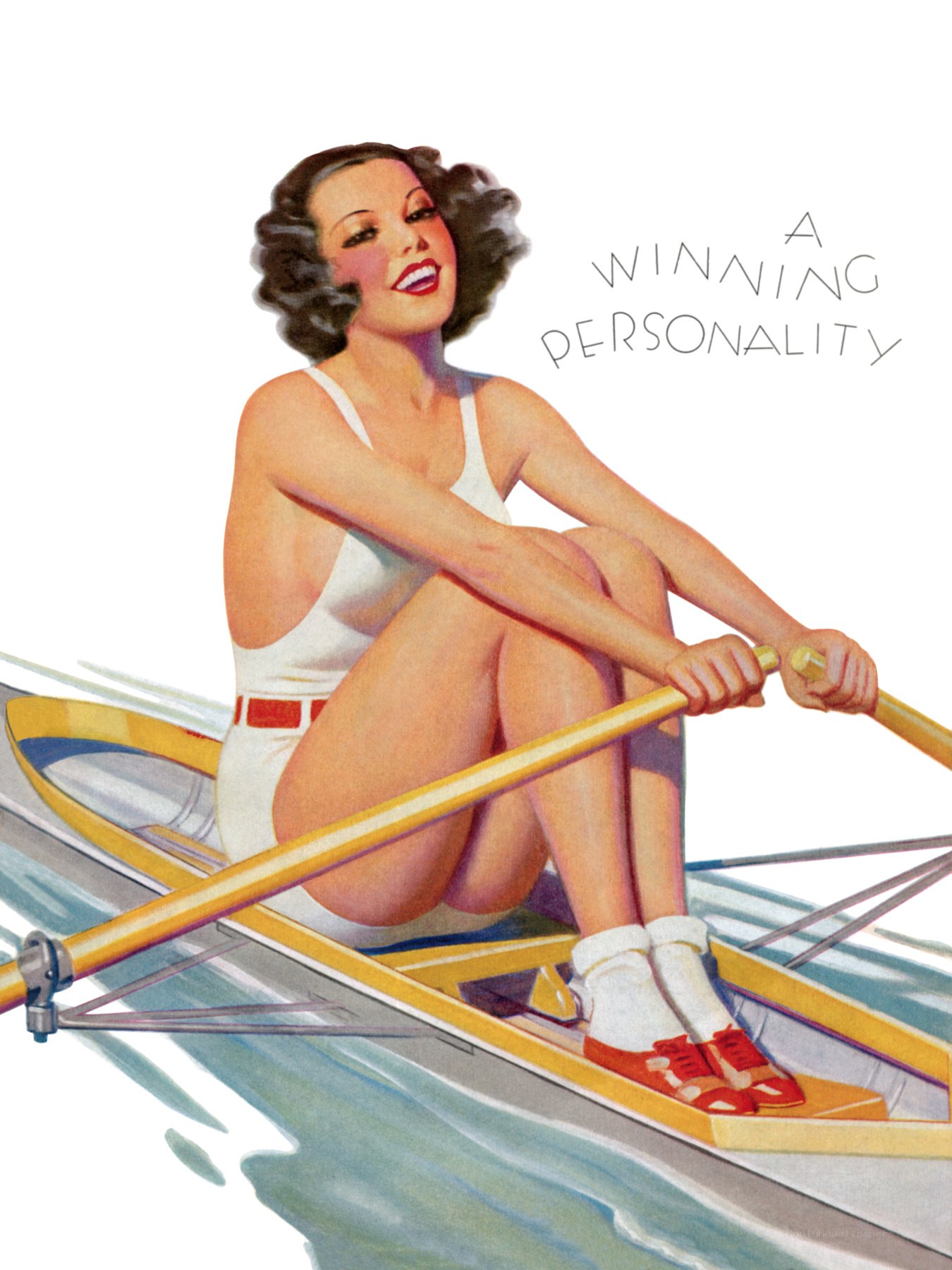 Woman rowing in a boat