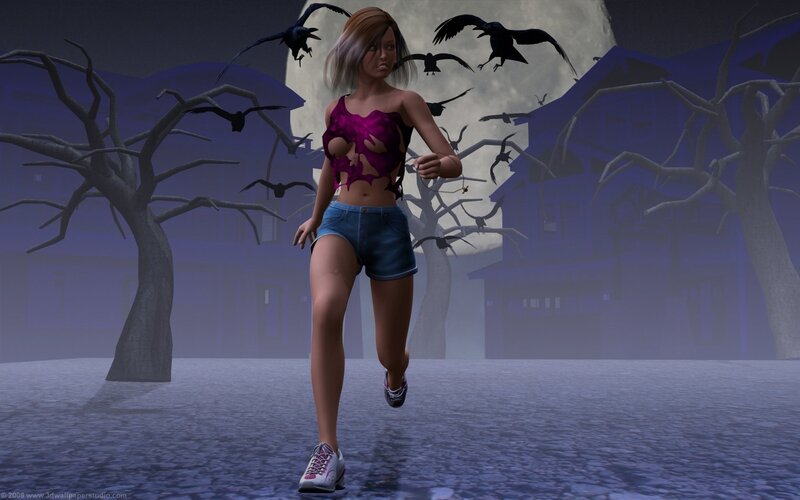 Woman Running at Night — Purple