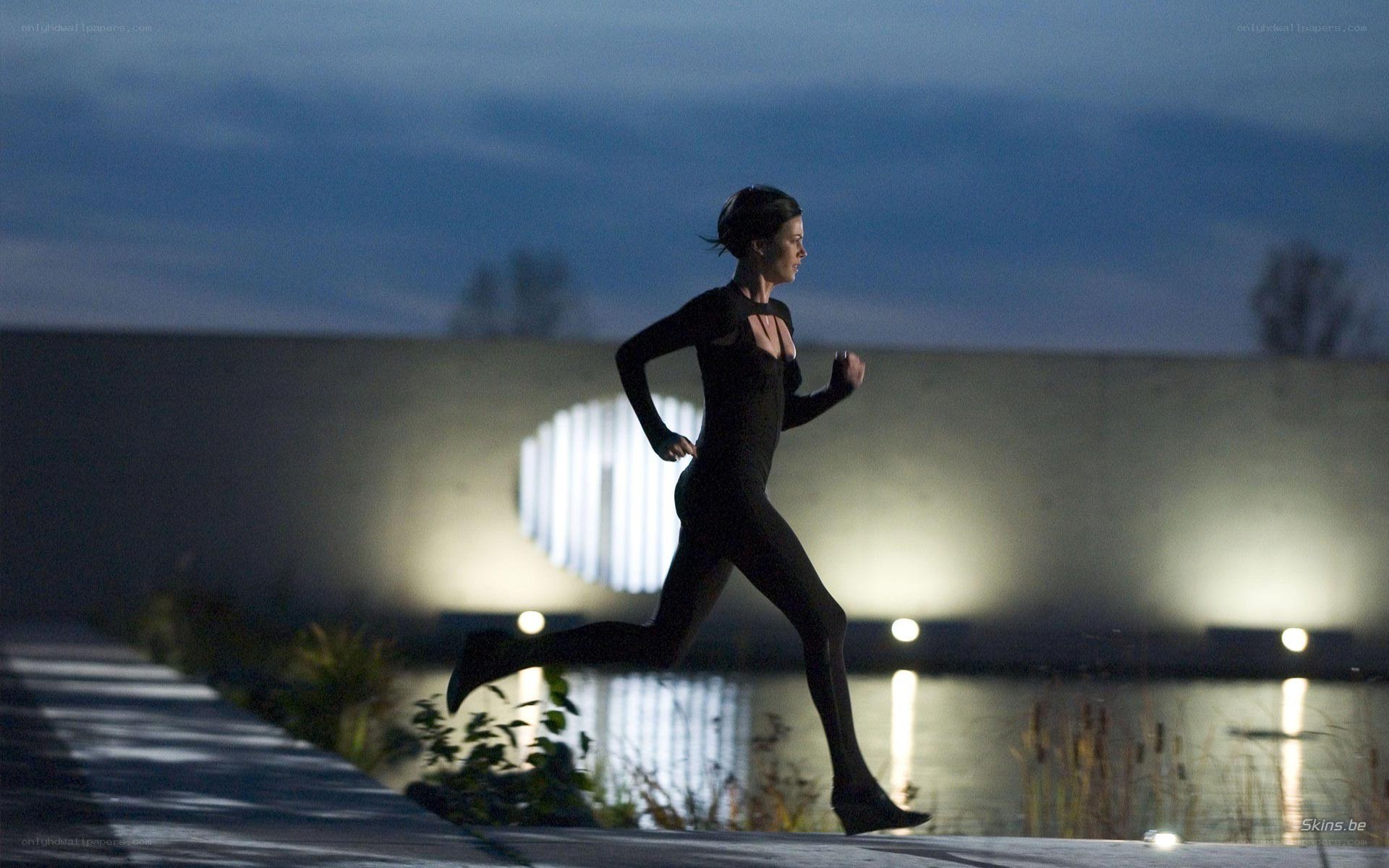 woman running at night