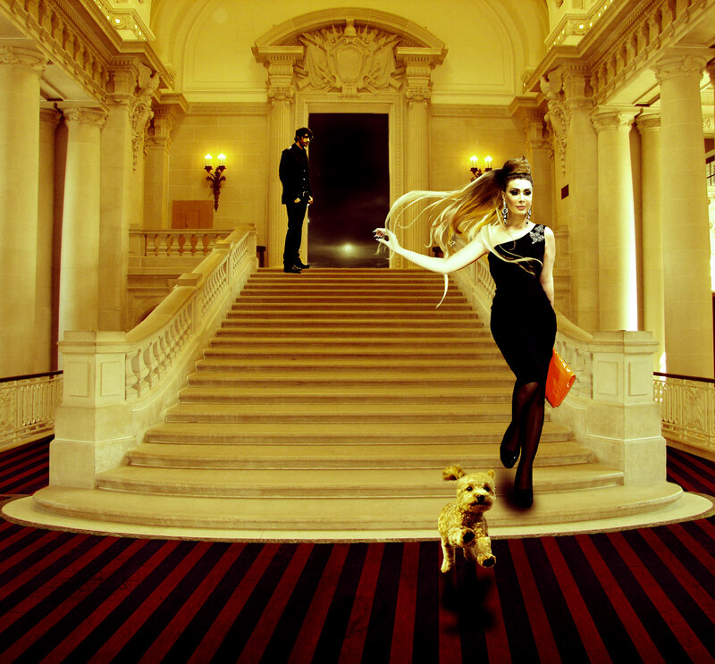 Woman Running Down Stairs