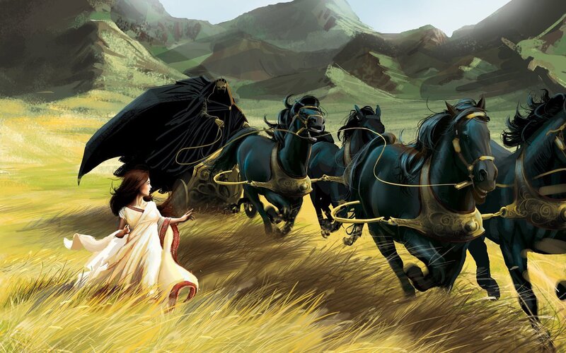 Woman Running from Chariot