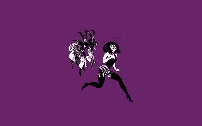 woman running from pursuers