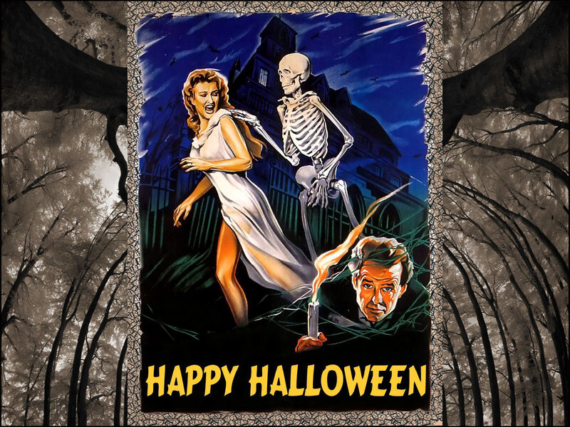 Woman Running from Skeleton