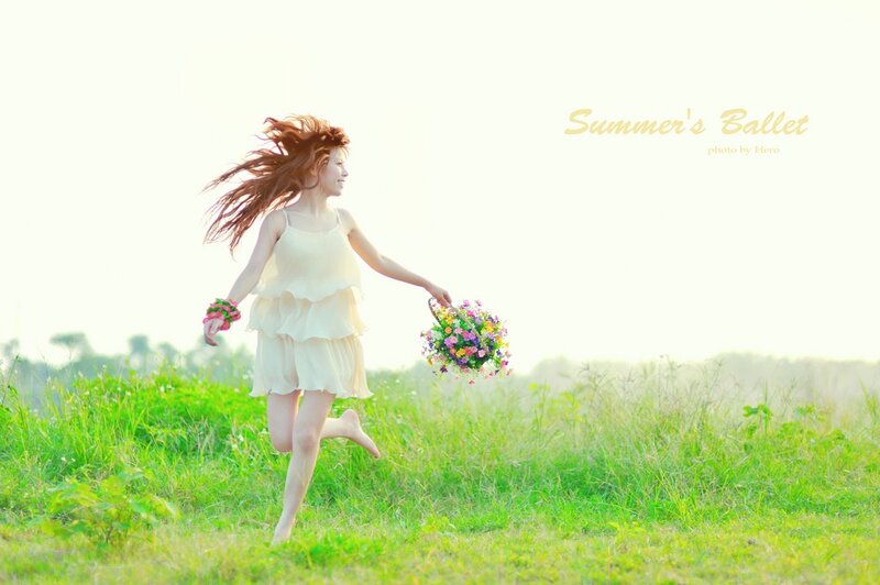 Woman running in a field