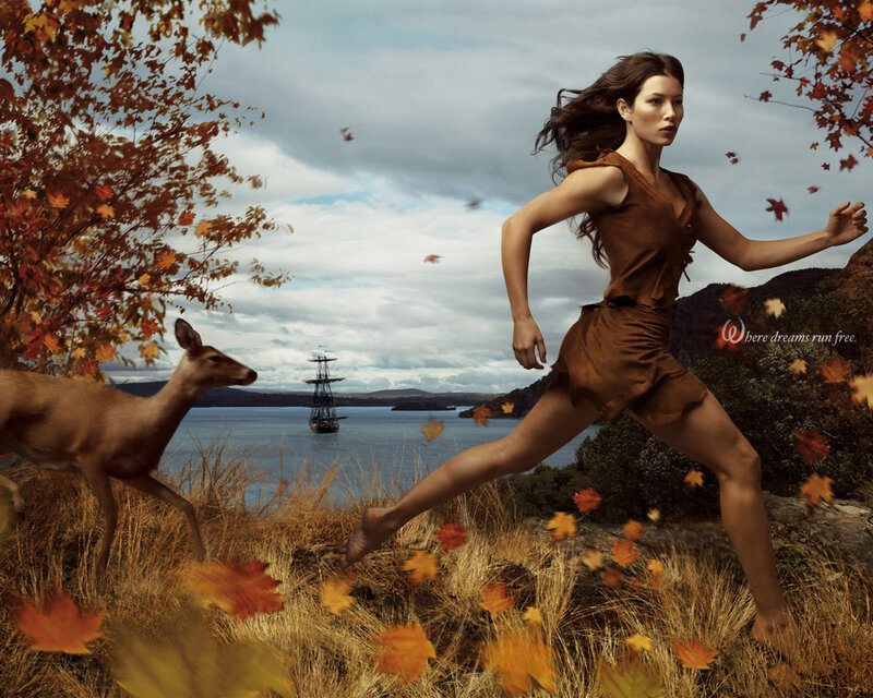 woman running in autumn landscape