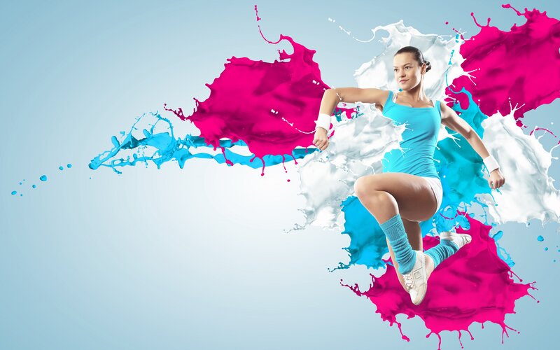 Woman Running in Paint