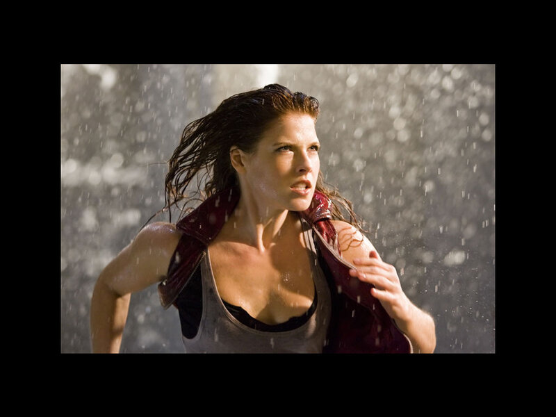Woman Running in Rain — Gray