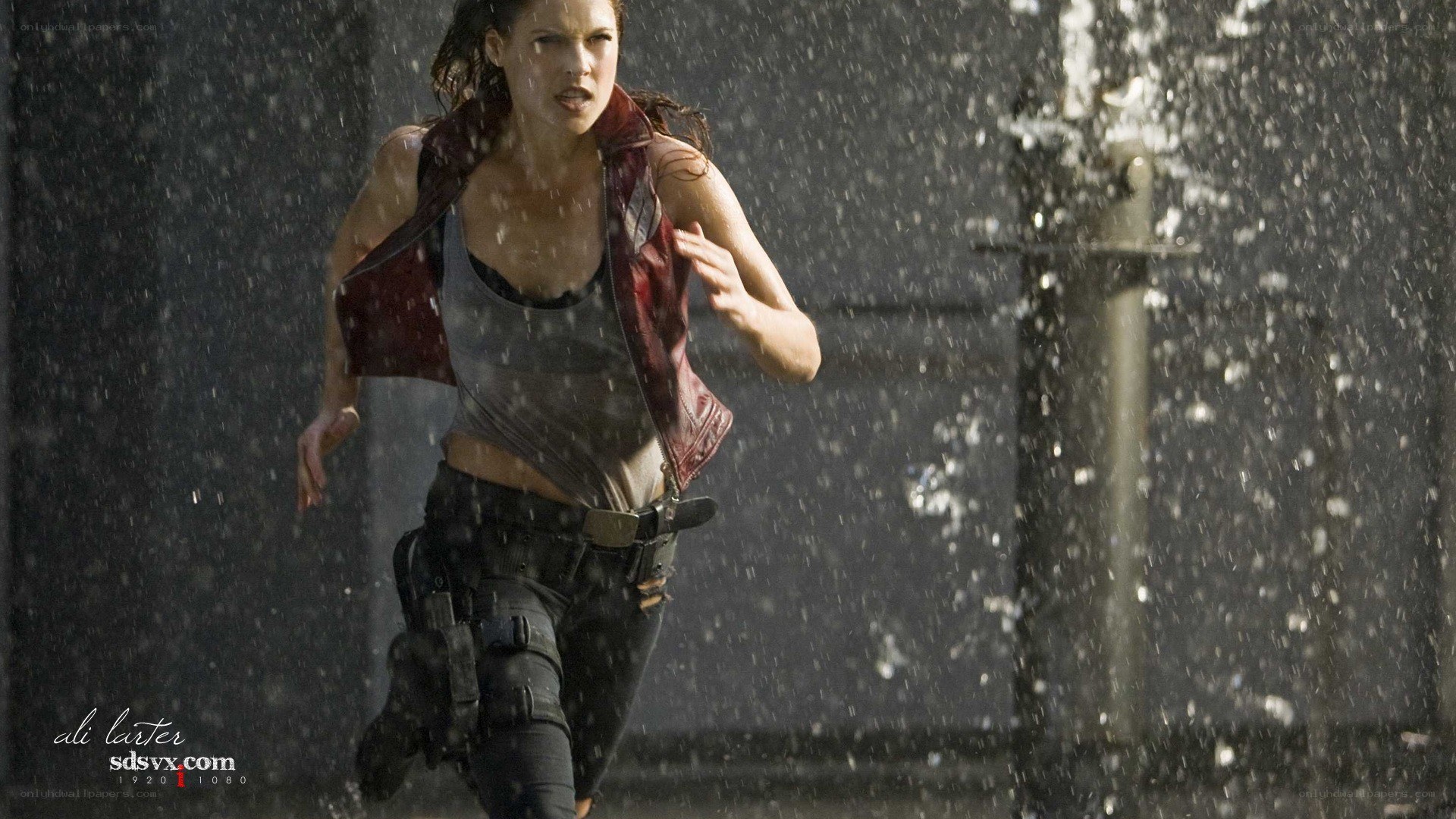 woman running in rain