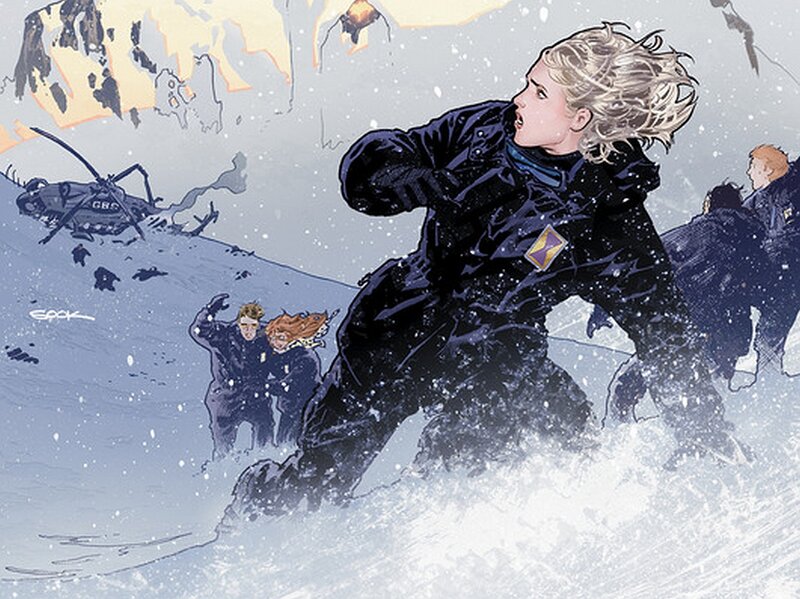 Woman Running in Snow