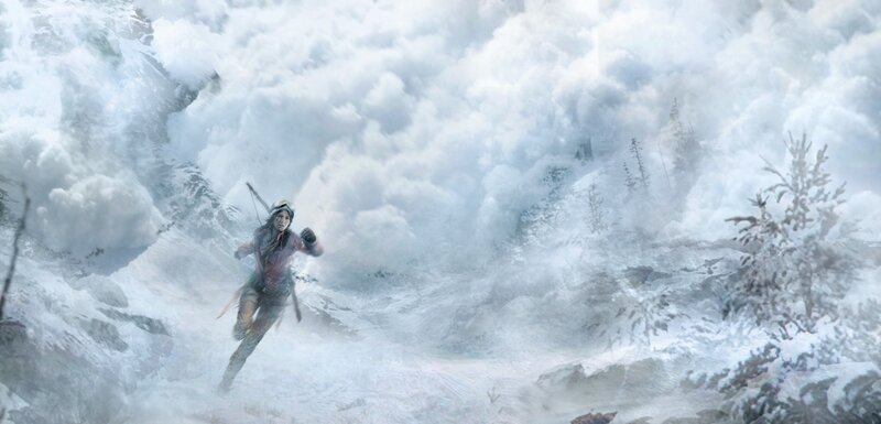 Woman Running in Snow — White