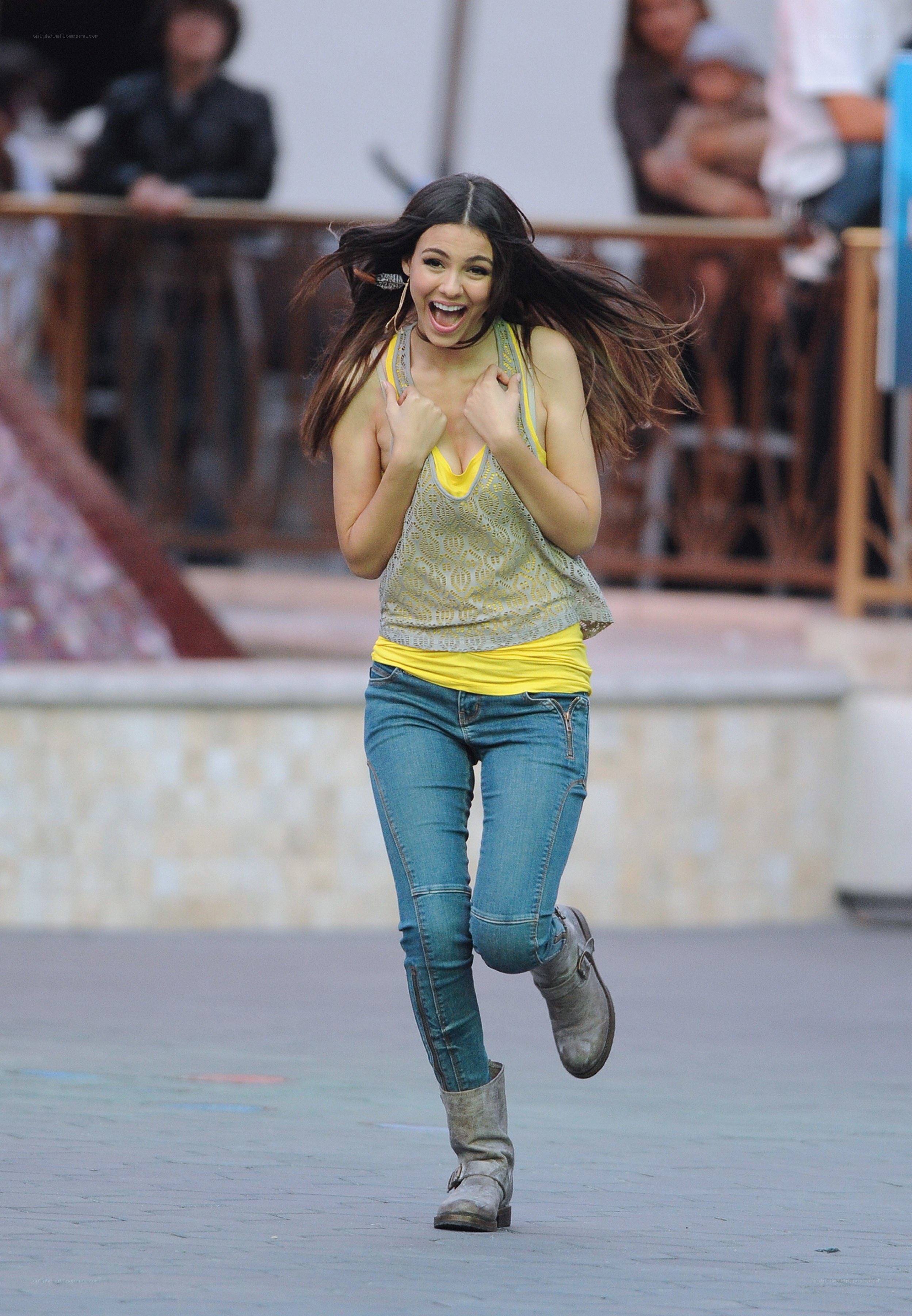 woman running joyfully