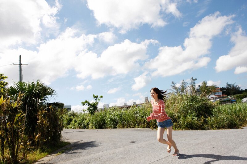 Woman running on a sunny day