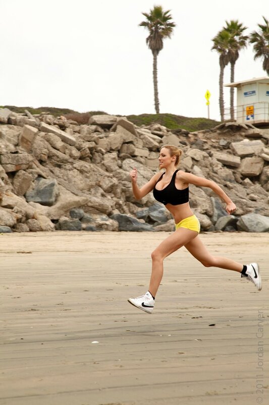 woman running on beach