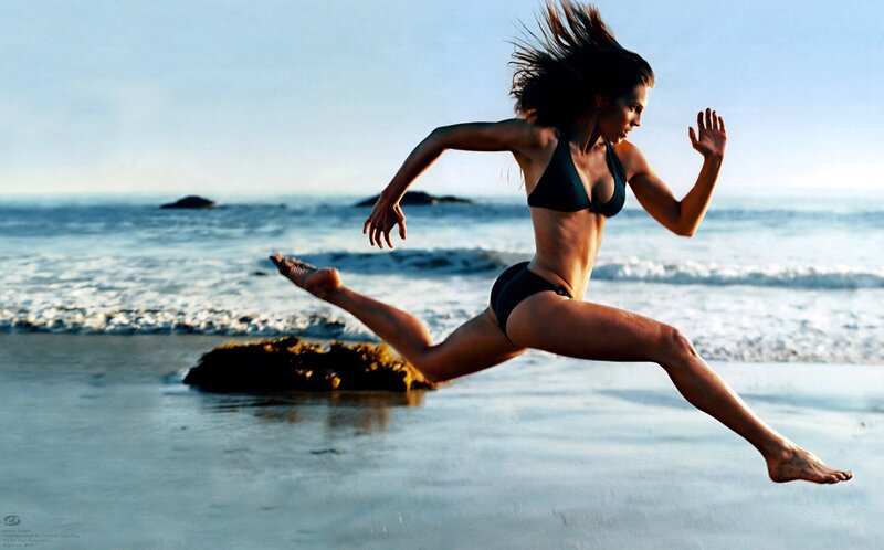 woman running on beach