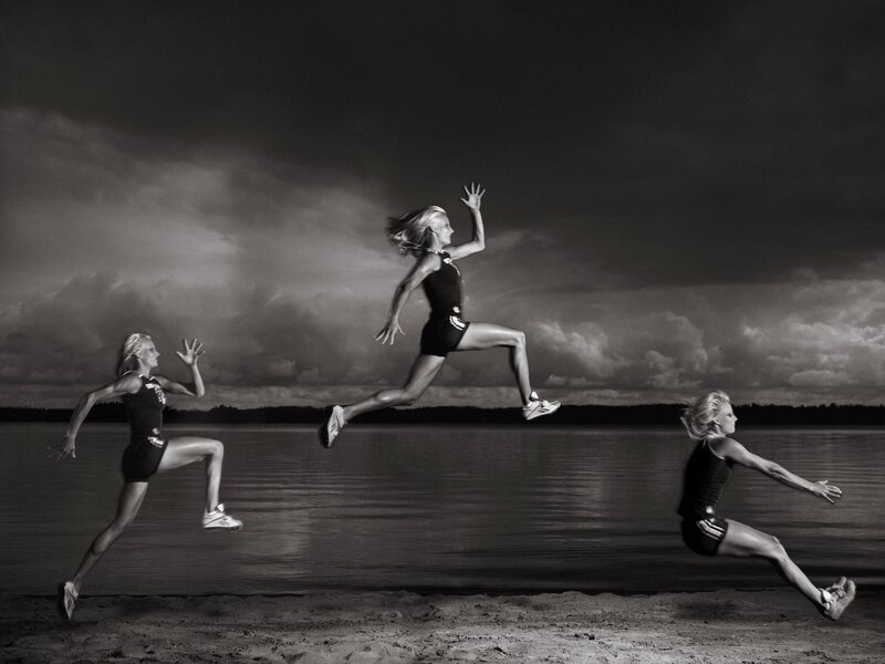 woman running on beach