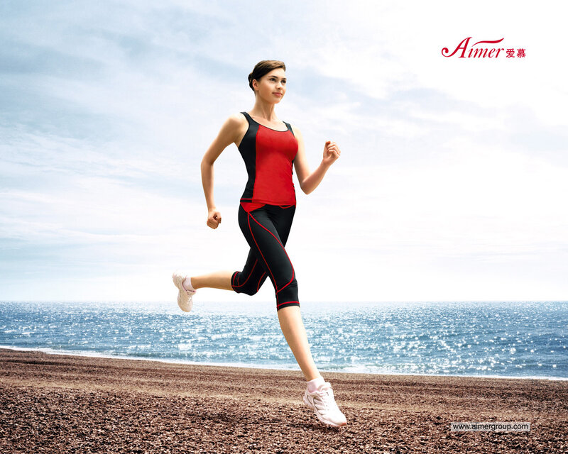 woman running on beach