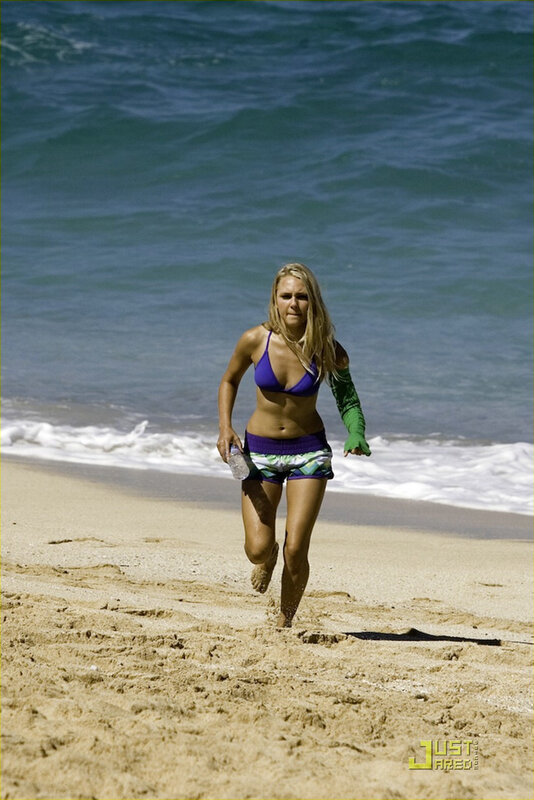 woman running on beach