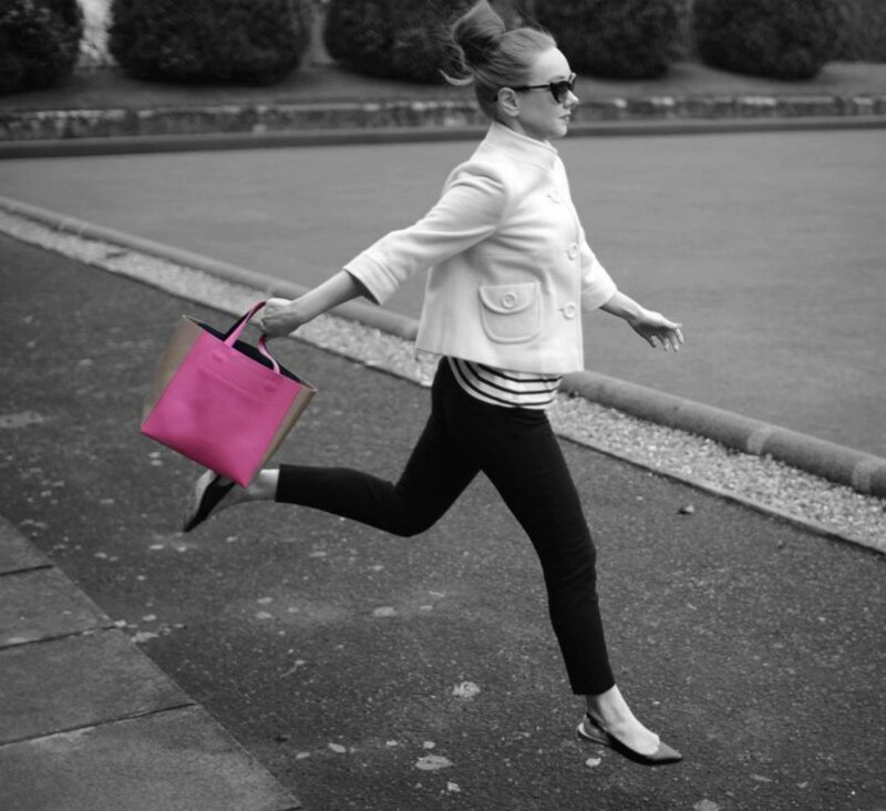Woman Running on Street — Black