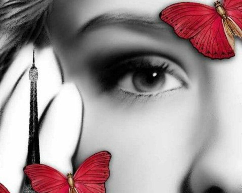 Woman's Eye with Butterflies