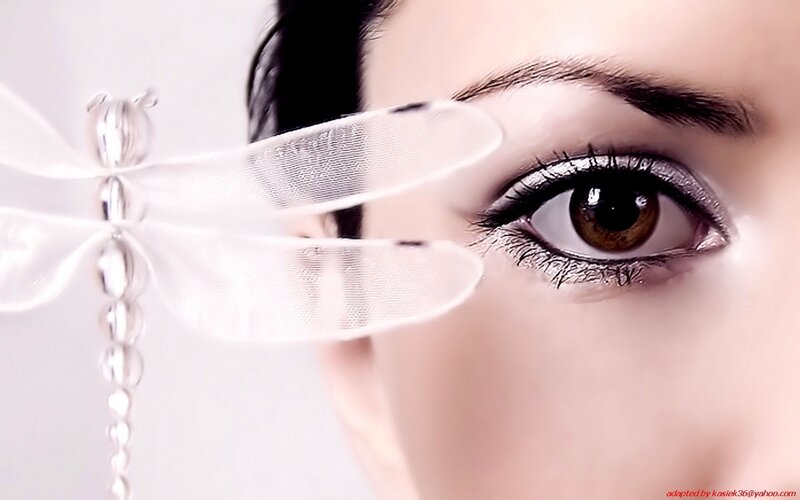 woman's eye with dragonfly