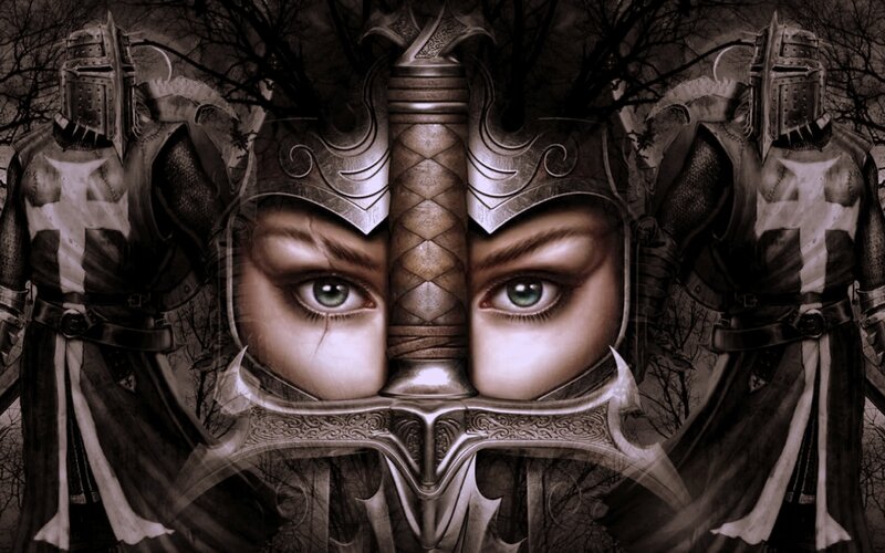 Woman's Eyes in Armor