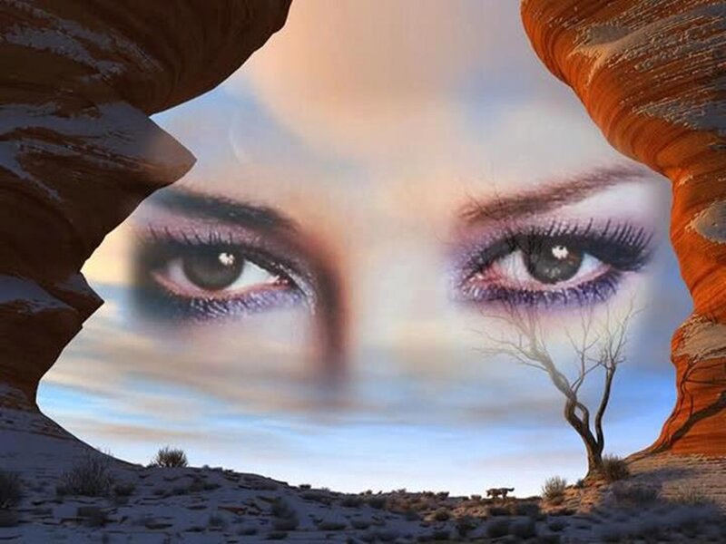 Woman's Eyes in Canyon