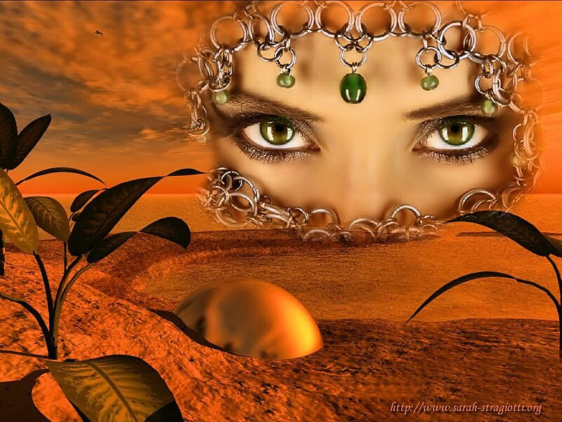 woman's eyes in desert