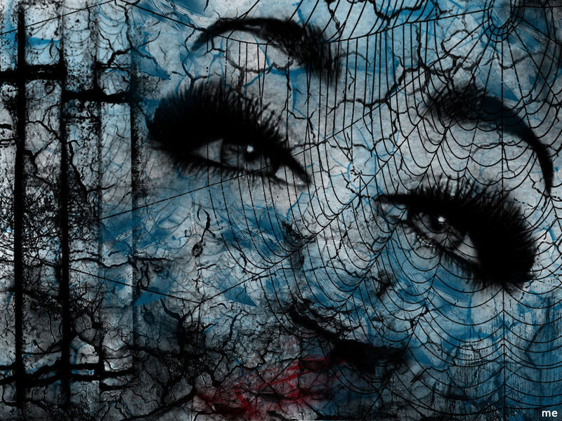 Woman's Eyes in Web