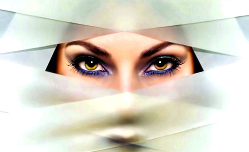Woman's Eyes Through Fabric