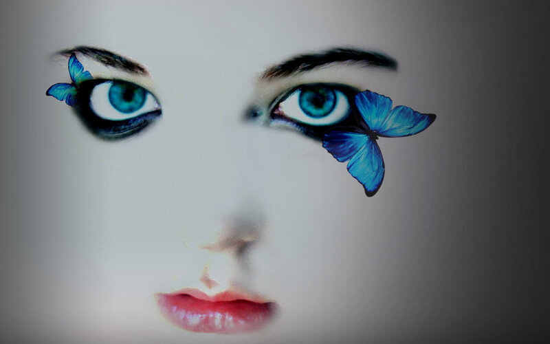 Woman's Eyes with Butterflies