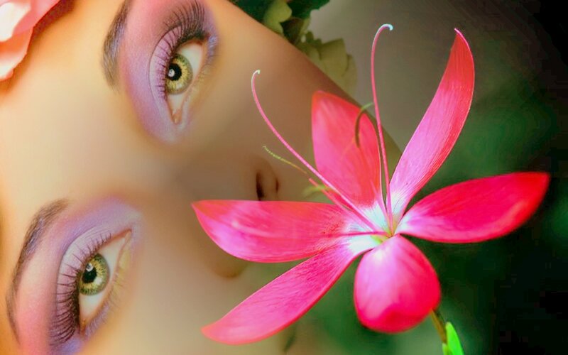 Woman's Eyes with Flower