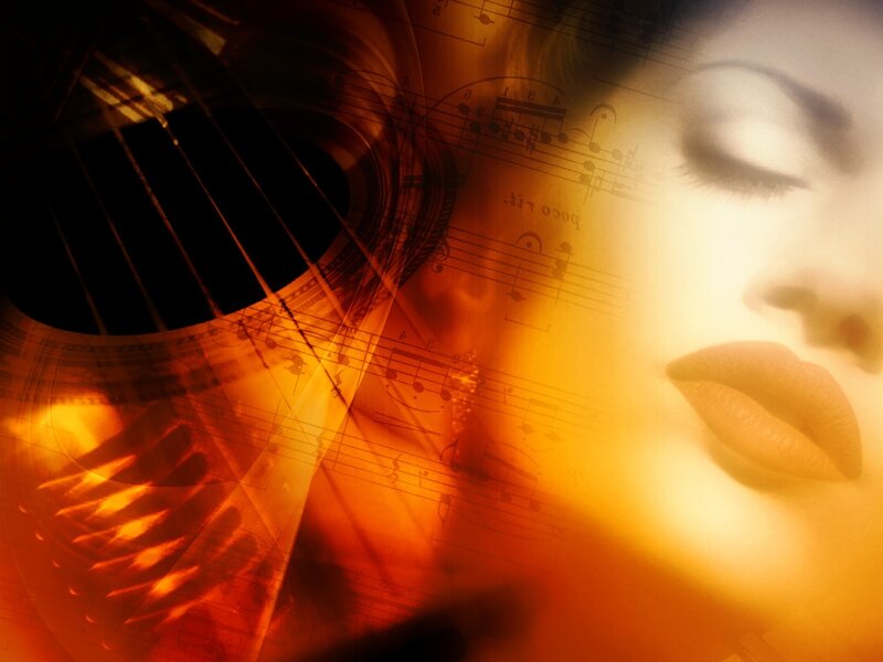 Woman's Face and Guitar