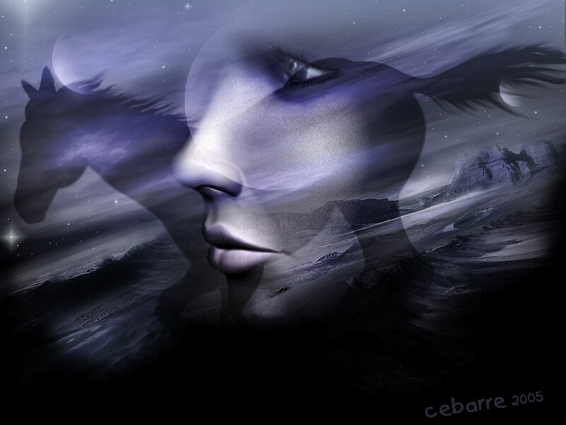 Woman's Face and Horse