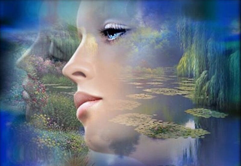 Woman's Face and Pond