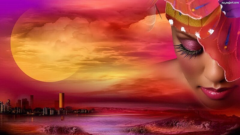 Woman's Face and Sunset