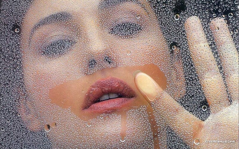 Woman's Face Behind Glass — Brown