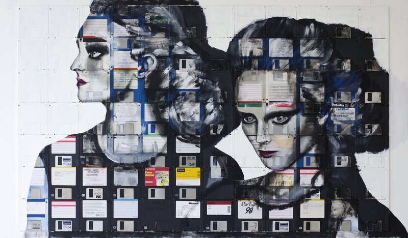 Woman's Face Collage — Black