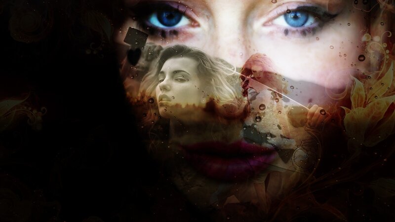 Woman's Face Collage — Blue, Dreamy