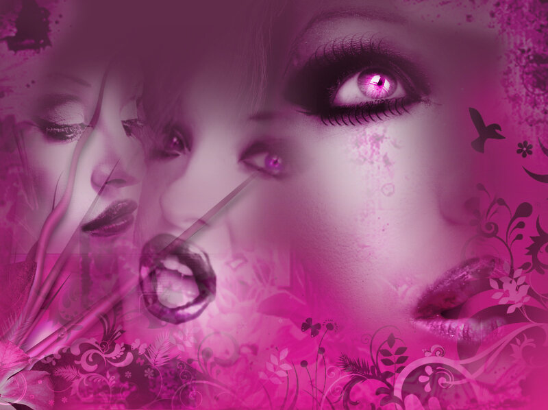 Woman's Face Collage — Pink