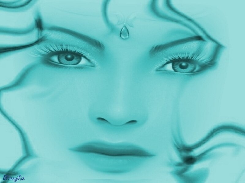 Woman's Face — Cyan